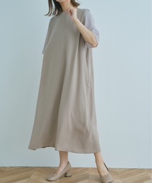 「WHYTO. / ホワイト」シアースリーブタックドレス"Sheer Sleeve Tuck Dress"