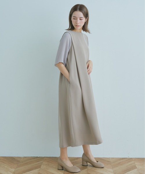 WHYTO.（ホワイト）の「「WHYTO. / ホワイト」シアースリーブタックドレス"Sheer Sleeve Tuck Dress"（ワンピース・レディース・ブラック/グレイッシュベージュ/ネイビー・38/36）」の9枚目の写真