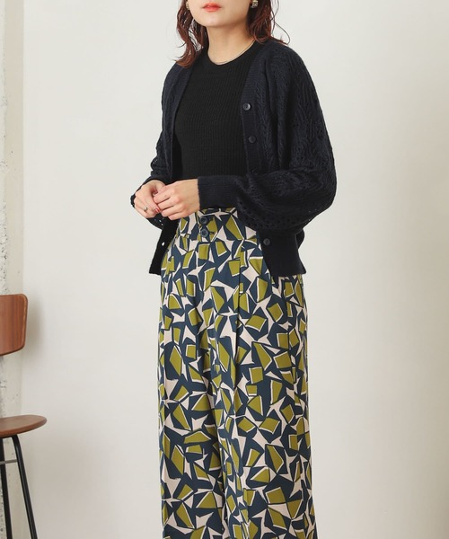 SENSE OF PLACE by URBAN RESEARCH（センスオブプレイスバイアーバンリサーチ）の「スカシアミショートカーディガン（カーディガン/ボレロ・レディース・ネイビー/グリーン/ライトベージュ・ONE）」の3枚目の写真