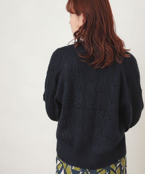 SENSE OF PLACE by URBAN RESEARCH（センスオブプレイスバイアーバンリサーチ）の「スカシアミショートカーディガン（カーディガン/ボレロ・レディース・ネイビー/グリーン/ライトベージュ・ONE）」の5枚目の写真