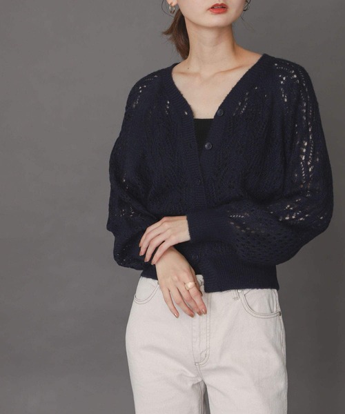 SENSE OF PLACE by URBAN RESEARCH（センスオブプレイスバイアーバンリサーチ）の「スカシアミショートカーディガン（カーディガン/ボレロ・レディース・ネイビー/グリーン/ライトベージュ・ONE）」の11枚目の写真