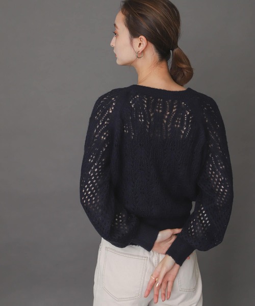 SENSE OF PLACE by URBAN RESEARCH（センスオブプレイスバイアーバンリサーチ）の「スカシアミショートカーディガン（カーディガン/ボレロ・レディース・ネイビー/グリーン/ライトベージュ・ONE）」の12枚目の写真