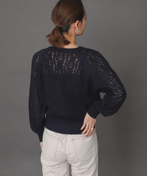 SENSE OF PLACE by URBAN RESEARCH（センスオブプレイスバイアーバンリサーチ）の「スカシアミショートカーディガン（カーディガン/ボレロ・レディース・ネイビー/グリーン/ライトベージュ・ONE）」の13枚目の写真