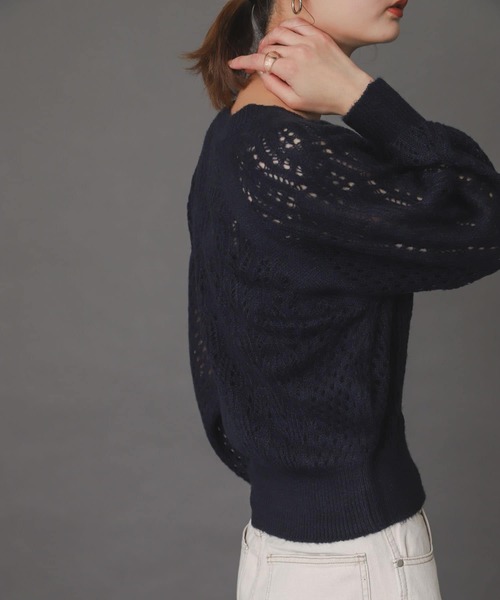 SENSE OF PLACE by URBAN RESEARCH（センスオブプレイスバイアーバンリサーチ）の「スカシアミショートカーディガン（カーディガン/ボレロ・レディース・ネイビー/グリーン/ライトベージュ・ONE）」の15枚目の写真