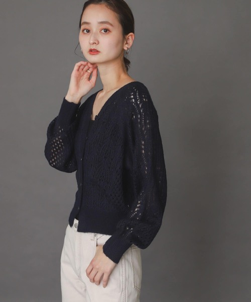 SENSE OF PLACE by URBAN RESEARCH（センスオブプレイスバイアーバンリサーチ）の「スカシアミショートカーディガン（カーディガン/ボレロ・レディース・ネイビー/グリーン/ライトベージュ・ONE）」の17枚目の写真