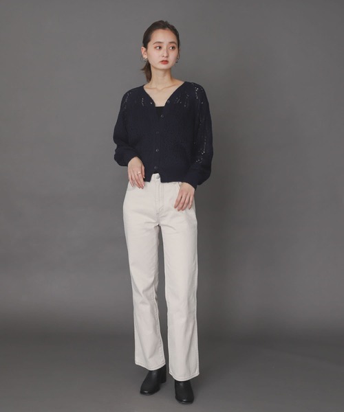 SENSE OF PLACE by URBAN RESEARCH（センスオブプレイスバイアーバンリサーチ）の「スカシアミショートカーディガン（カーディガン/ボレロ・レディース・ネイビー/グリーン/ライトベージュ・ONE）」の20枚目の写真