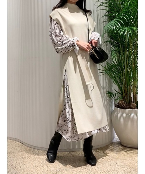 SNIDEL（スナイデル）の「ロングニットレイヤードワンピース（ワンピース・レディース・ブラック/ベージュ/アイボリー・FREE）」の22枚目の写真