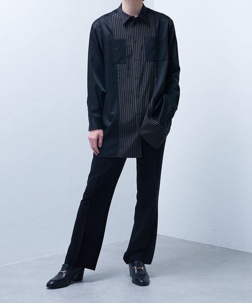 Lui's（ルイス）の「【SILLIS / シリス】 ストライプ切替シャツ（シャツ/ブラウス・メンズ・ブラック/グレー・44/46）」の3枚目の写真