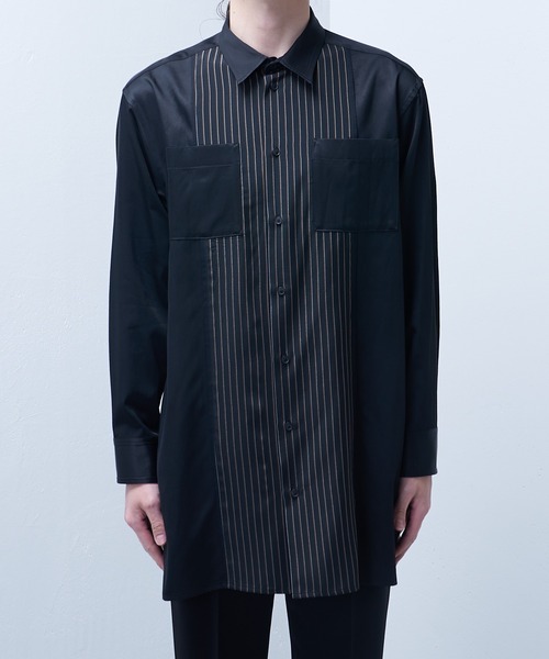 Lui's（ルイス）の「【SILLIS / シリス】 ストライプ切替シャツ（シャツ/ブラウス・メンズ・ブラック/グレー・44/46）」の8枚目の写真