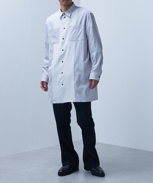Lui's（ルイス）の「【SILLIS / シリス】 ストライプ切替シャツ（シャツ/ブラウス・メンズ・ブラック/グレー・44/46）」の19枚目の写真