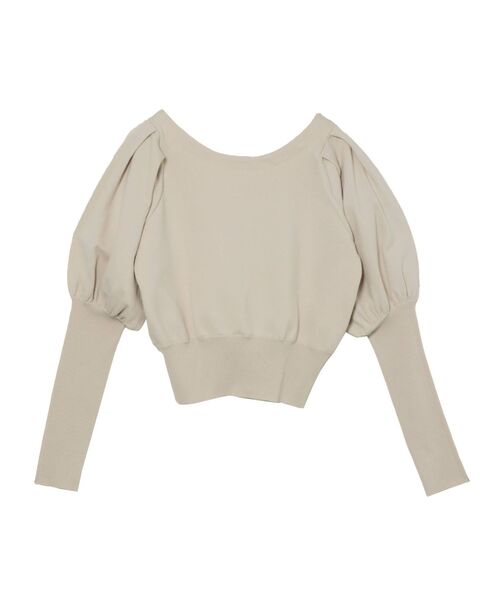 LAGUNAMOON（ラグナムーン）の「パワーショルダーコンパクトニットプルオーバー（ニット/セーター・レディース・ベージュ/パープル/ライトグリーン・FREE）」の2枚目の写真