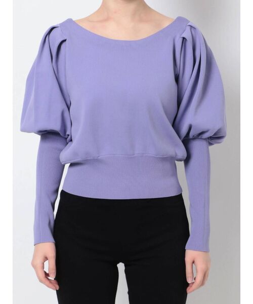 LAGUNAMOON（ラグナムーン）の「パワーショルダーコンパクトニットプルオーバー（ニット/セーター・レディース・ベージュ/パープル/ライトグリーン・FREE）」の4枚目の写真