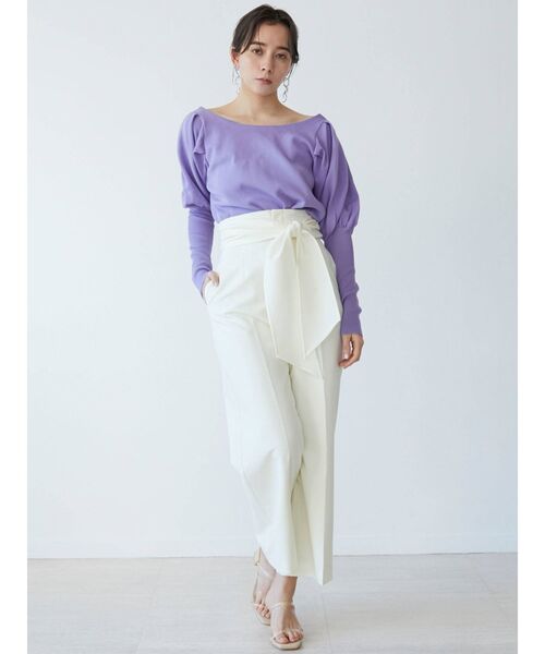 LAGUNAMOON（ラグナムーン）の「パワーショルダーコンパクトニットプルオーバー（ニット/セーター・レディース・ベージュ/パープル/ライトグリーン・FREE）」の17枚目の写真