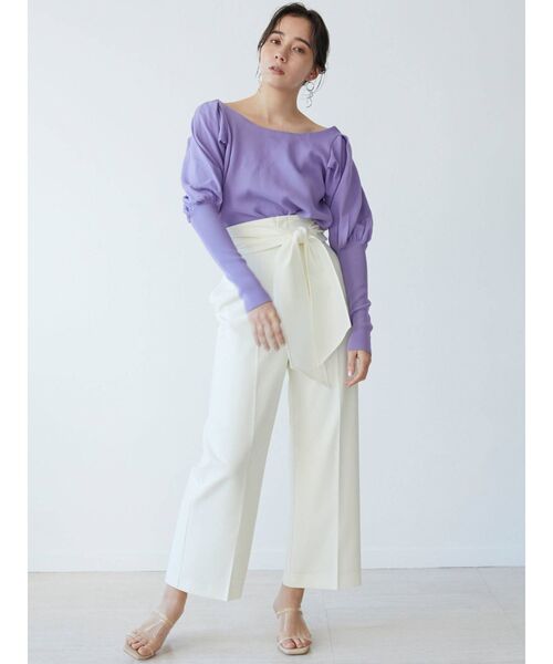 LAGUNAMOON（ラグナムーン）の「パワーショルダーコンパクトニットプルオーバー（ニット/セーター・レディース・ベージュ/パープル/ライトグリーン・FREE）」の19枚目の写真