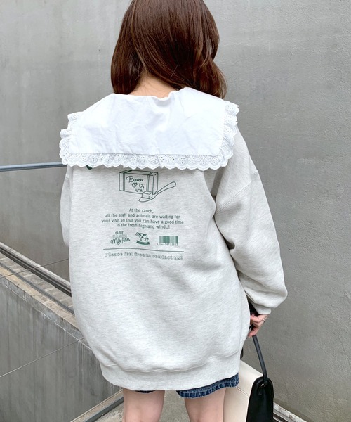 OLIVE des OLIVE（オリーブデオリーブ）の「【WEB限定】MILKプルオーバー（スウェット・レディース・ピンク/ライトグレー/アイボリー/スミクロ・FREE）」の3枚目の写真