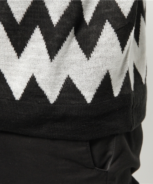 WEGO（ウィゴー）の「WEGO/ZIGZAGボーダーニット（ニット/セーター・メンズ・ホワイト/レッド・MEDIUM/LARGE）」の9枚目の写真