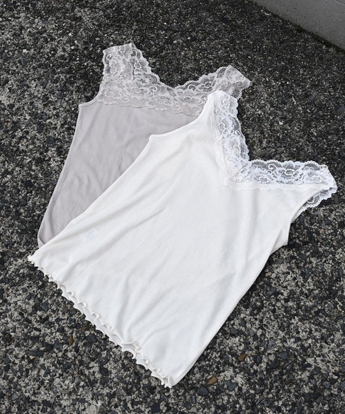 sango（sango）の「2WAYレースタンクトップ（タンクトップ・レディース・アイボリー/グレイッシュベージュ・FREE）」の4枚目の写真