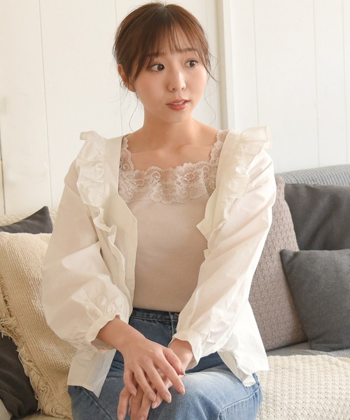 sango（sango）の「2WAYレースタンクトップ（タンクトップ・レディース・アイボリー/グレイッシュベージュ・FREE）」の9枚目の写真