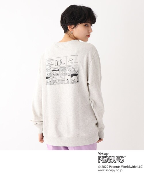 Vintage PEANUTS（ビンテージピーナッツ）の「◆【コラボ】VintagePEANUTS　コミックプリントクルーネックスウェット（スウェット・レディース・グレー/イエロー・99）」の2枚目の写真