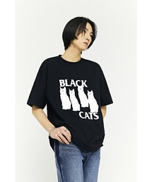 Tシャツ・カットソー [VIVASTUDIO] BLACK CAT TEE [WHITE] VIVASTUDIO] BLACK CAT TEE [WHITE] 正規品 韓国ブランド 韓国