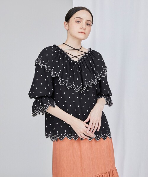 Diagram(ダイアグラム)の「カットワークブラウストップ(シャツ/ブラウス・レディース・ホワイト/ブラック・36)」の1枚目の写真
