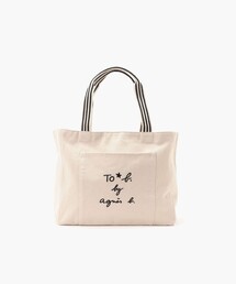 ロゴ 刺繍 コットン スクエア トートバッグ