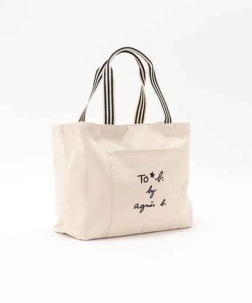To b. by agnes b.(トゥービーバイアニエスベー)の「ロゴ 刺繍 コットン スクエア トートバッグ(トートバッグ・レディース・ホワイト系その他・FREE)」の3枚目の写真
