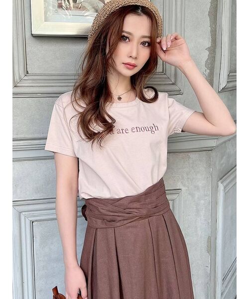 RESEXXY（リゼクシー）の「ロゴ刺繍Tシャツ（Tシャツ/カットソー・レディース・ブラック/ホワイト/ベージュ・FREE）」の3枚目の写真