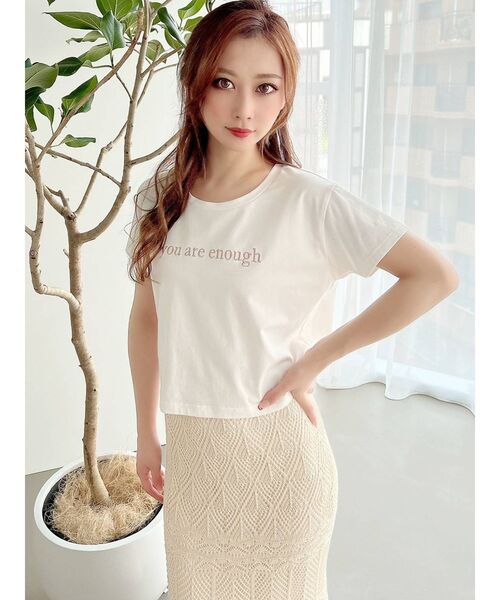 RESEXXY（リゼクシー）の「ロゴ刺繍Tシャツ（Tシャツ/カットソー・レディース・ブラック/ホワイト/ベージュ・FREE）」の5枚目の写真