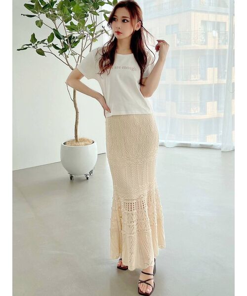 RESEXXY（リゼクシー）の「ロゴ刺繍Tシャツ（Tシャツ/カットソー・レディース・ブラック/ホワイト/ベージュ・FREE）」の6枚目の写真