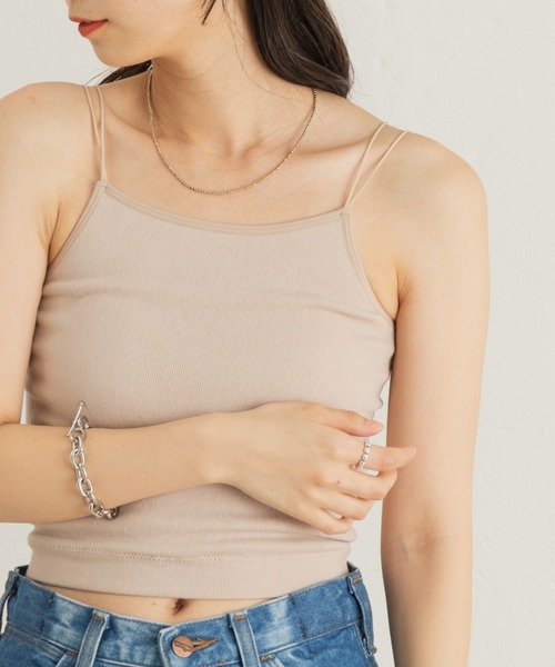 Kastane（カスタネ）の「カップ付きアメスリブラキャミ（キャミソール・レディース・ブラック/アイボリー・FREE）」の2枚目の写真