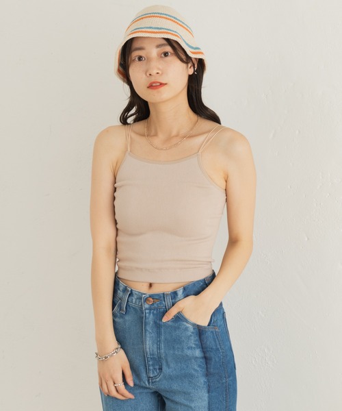 Kastane（カスタネ）の「カップ付きアメスリブラキャミ（キャミソール・レディース・ブラック/アイボリー・FREE）」の3枚目の写真
