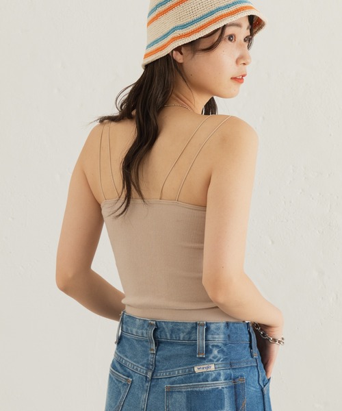 Kastane（カスタネ）の「カップ付きアメスリブラキャミ（キャミソール・レディース・ブラック/アイボリー・FREE）」の6枚目の写真