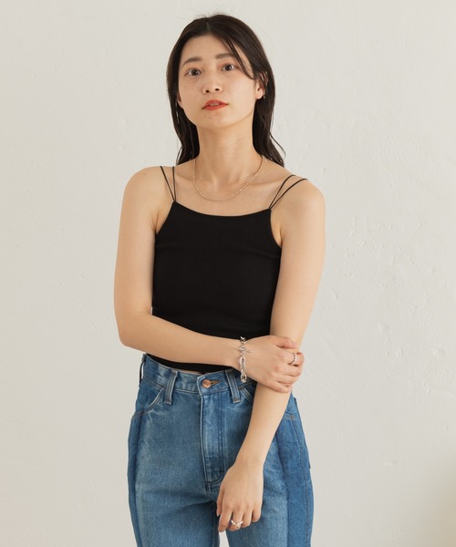 Kastane（カスタネ）の「カップ付きアメスリブラキャミ（キャミソール・レディース・ブラック/アイボリー・FREE）」の14枚目の写真