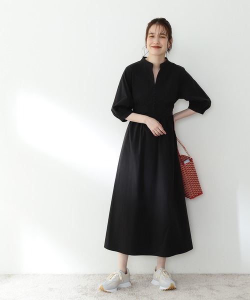 N.(N. Natural Beauty Basic)(エヌエヌナチュラルビューティーベーシック)の「◆カーブ切替フロントボタンワンピース(ワンピース・レディース・ブラック/ベージュ/レッド/ブルー・MEDIUM)」の6枚目の写真