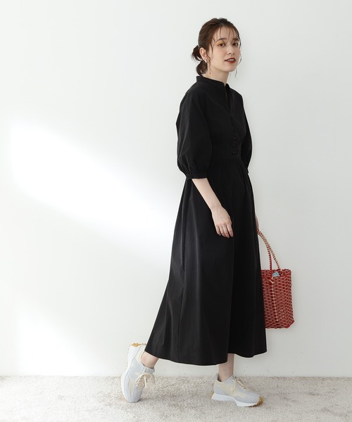 フロントジップワンピース N. ナチュラルビューティーベーシック ブラック 授乳 フロントジップワンピース N. ナチュラルビューティーベーシック