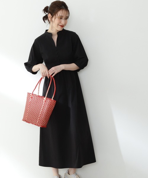 N.(N. Natural Beauty Basic)(エヌエヌナチュラルビューティーベーシック)の「◆カーブ切替フロントボタンワンピース(ワンピース・レディース・ブラック/ベージュ/レッド/ブルー・MEDIUM)」の5枚目の写真