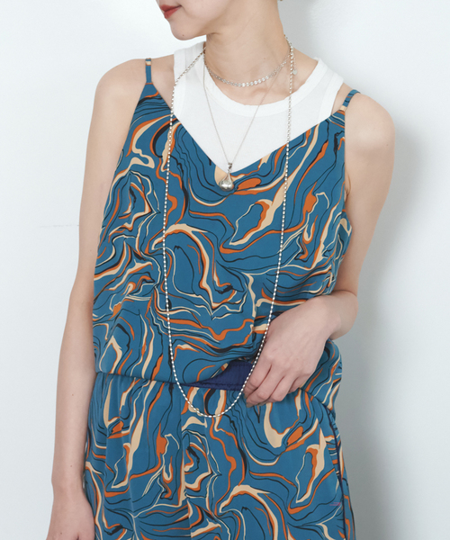 CITYSHOP(シティーショップ)の「MULTICOLOR WAVE CAMI:ブラウス(シャツ/ブラウス・レディース・サックスブルー/ブラック・FREE)」の2枚目の写真
