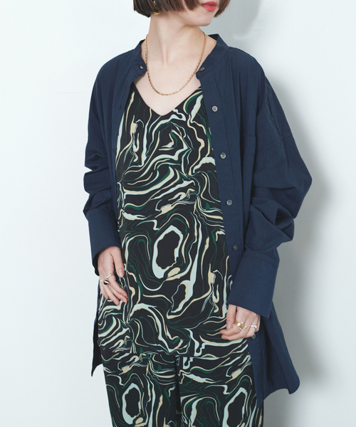CITYSHOP(シティーショップ)の「MULTICOLOR WAVE CAMI:ブラウス(シャツ/ブラウス・レディース・サックスブルー/ブラック・FREE)」の1枚目の写真