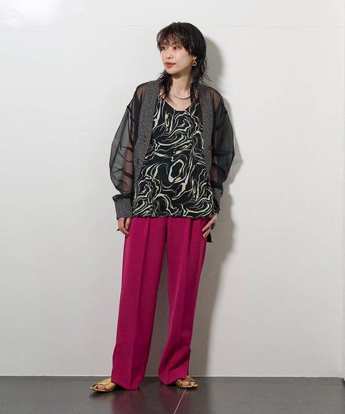 CITYSHOP(シティーショップ)の「MULTICOLOR WAVE CAMI:ブラウス(シャツ/ブラウス・レディース・サックスブルー/ブラック・FREE)」の18枚目の写真