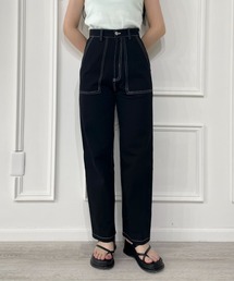 配色ステッチカーゴパンツ