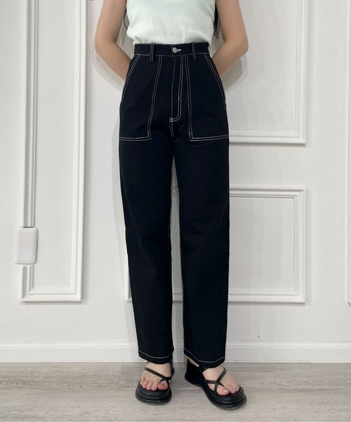 EPIMI E'PIMMY（エピミエピミー）の「配色ステッチカーゴパンツ（カーゴパンツ・レディース・ブラック/グリーン/ベージュ・MEDIUM）」の2枚目の写真