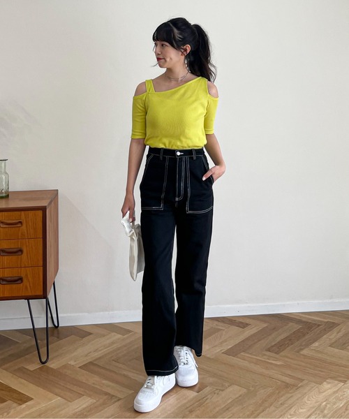 EPIMI E'PIMMY（エピミエピミー）の「配色ステッチカーゴパンツ（カーゴパンツ・レディース・ブラック/グリーン/ベージュ・MEDIUM）」の5枚目の写真