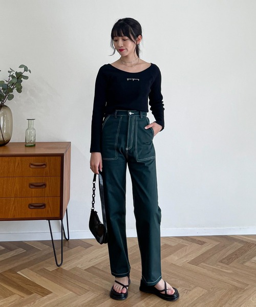 EPIMI E'PIMMY（エピミエピミー）の「配色ステッチカーゴパンツ（カーゴパンツ・レディース・ブラック/グリーン/ベージュ・MEDIUM）」の9枚目の写真