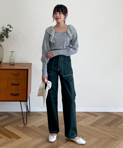 EPIMI E'PIMMY（エピミエピミー）の「配色ステッチカーゴパンツ（カーゴパンツ・レディース・ブラック/グリーン/ベージュ・MEDIUM）」の8枚目の写真