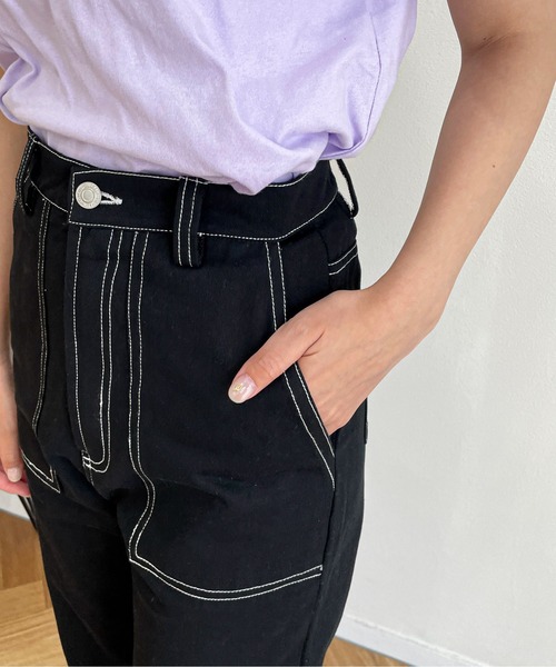 EPIMI E'PIMMY（エピミエピミー）の「配色ステッチカーゴパンツ（カーゴパンツ・レディース・ブラック/グリーン/ベージュ・MEDIUM）」の14枚目の写真