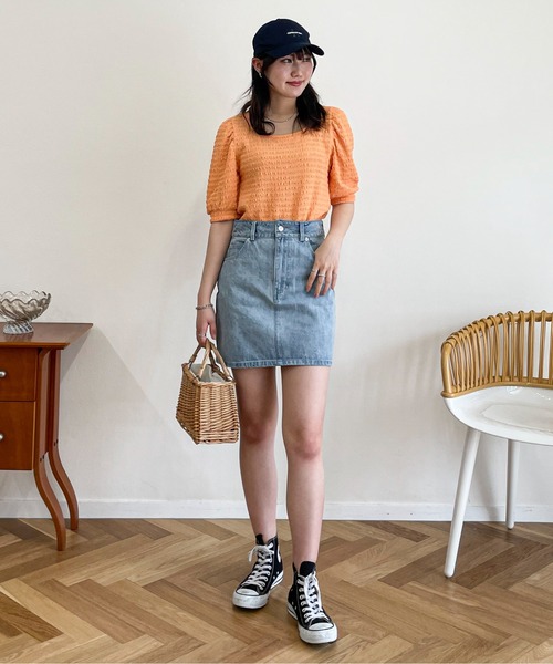 EPIMI E'PIMMY（エピミエピミー）の「袖ボリュームカットジャガードTシャツ（Tシャツ/カットソー・レディース・ブラック/オレンジ/アイボリー/グリーン系その他・MEDIUM）」の20枚目の写真