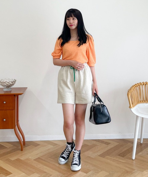 EPIMI E'PIMMY（エピミエピミー）の「袖ボリュームカットジャガードTシャツ（Tシャツ/カットソー・レディース・ブラック/オレンジ/アイボリー/グリーン系その他・MEDIUM）」の22枚目の写真