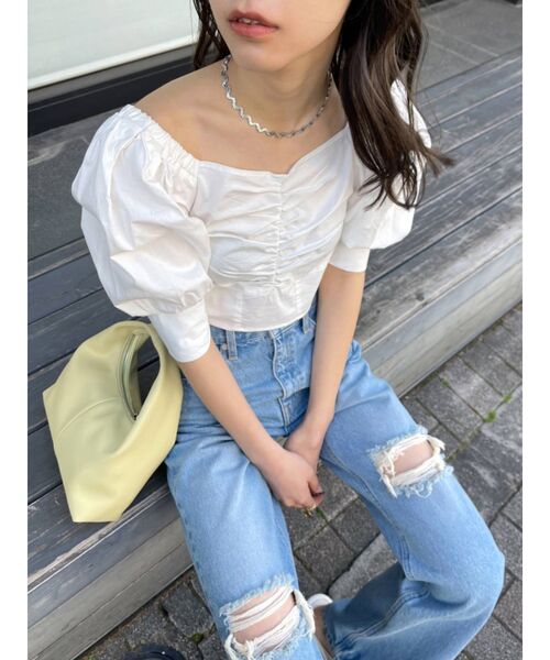 EMODA（エモダ）の「テクニカルスリーブトップ（Tシャツ/カットソー・レディース・ホワイト/ブラック/ベージュ/その他・FREE）」の5枚目の写真