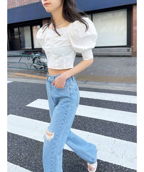 EMODA（エモダ）の「テクニカルスリーブトップ（Tシャツ/カットソー・レディース・ホワイト/ブラック/ベージュ/その他・FREE）」の7枚目の写真